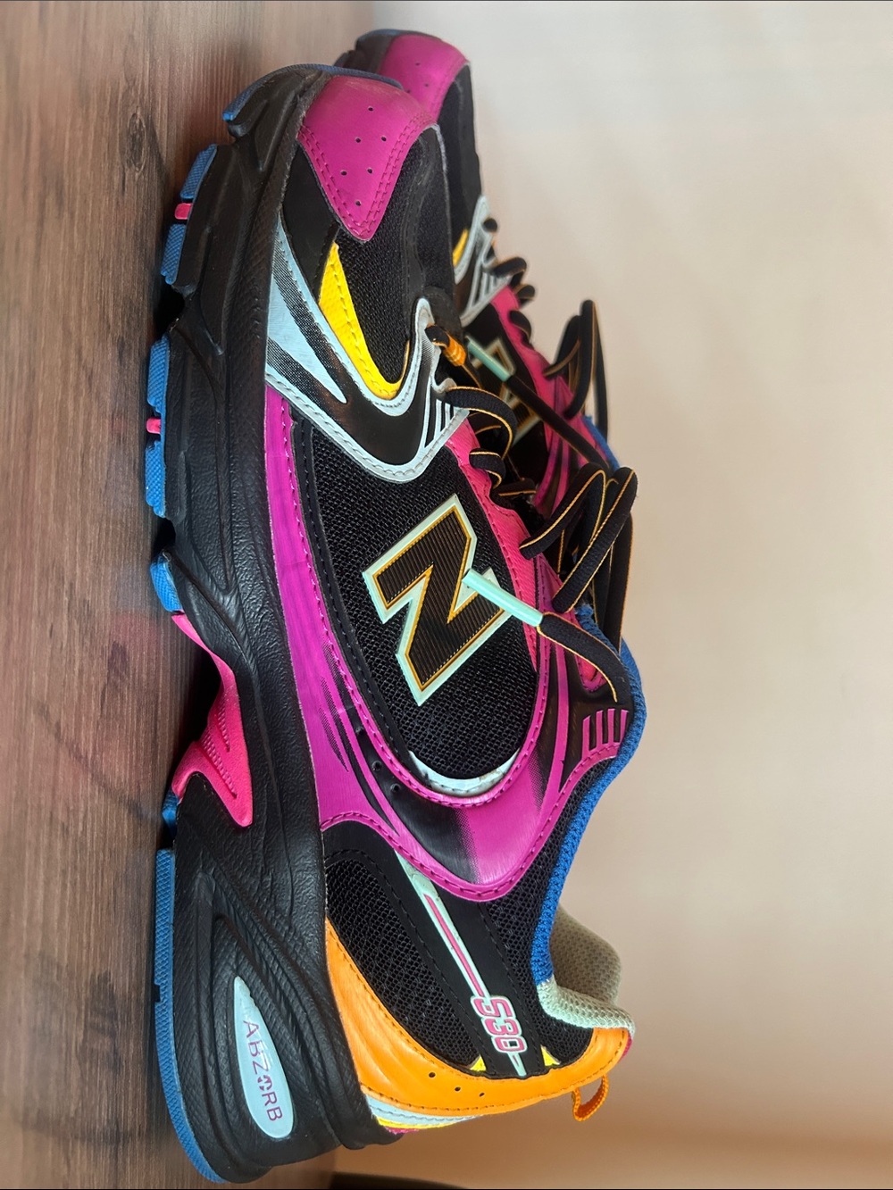 New Balance Kids Black, Pink & Yellow Athletic Sneakers